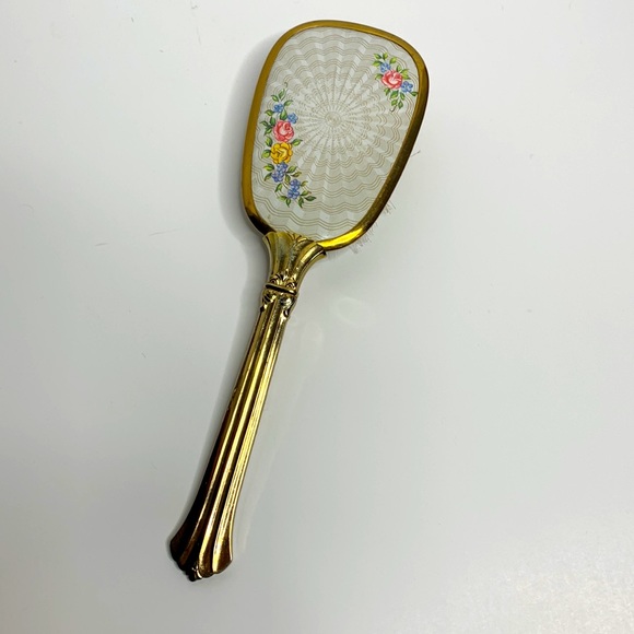 Vintage Hairbrush | Gold Accented Floral Designed Elegant Vanity Piece Grooming - Picture 7 of 9